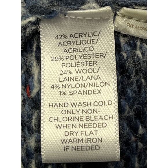 Lou & Grey Cropped Sweater Womens Small Turtleneck Wool Blend Blue Marled - Picture 6 of 6